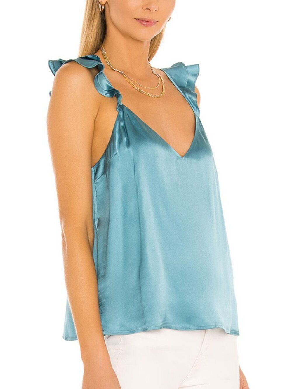 CAMI NYC Cara Silk Cami in Sea Blue Size S